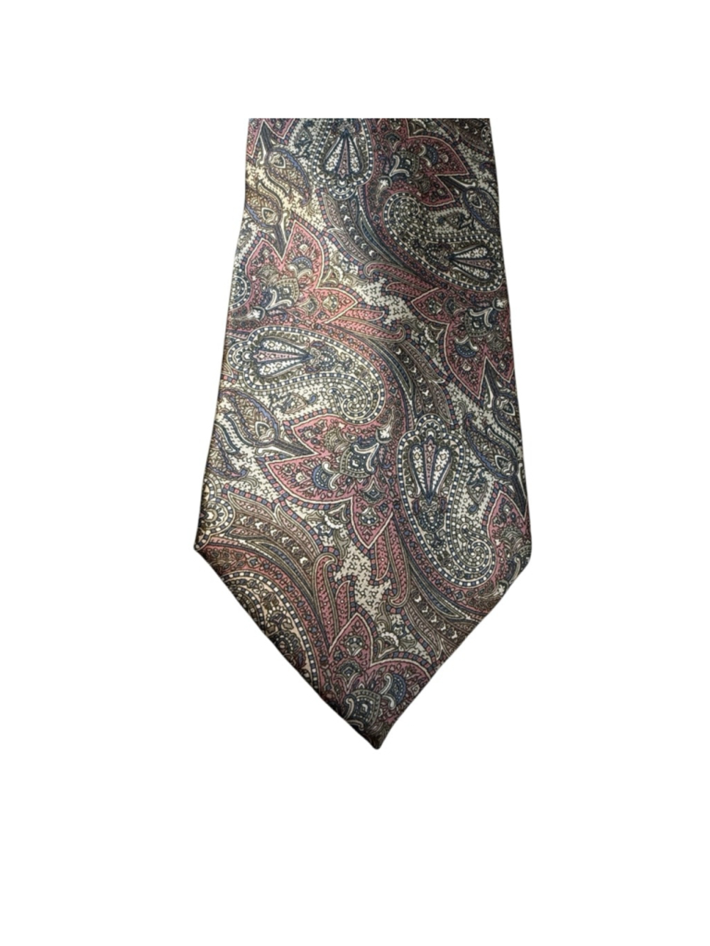 Luca Franzini Tie Rack Italian Paisley Silk Necktie Brown Pink Blue